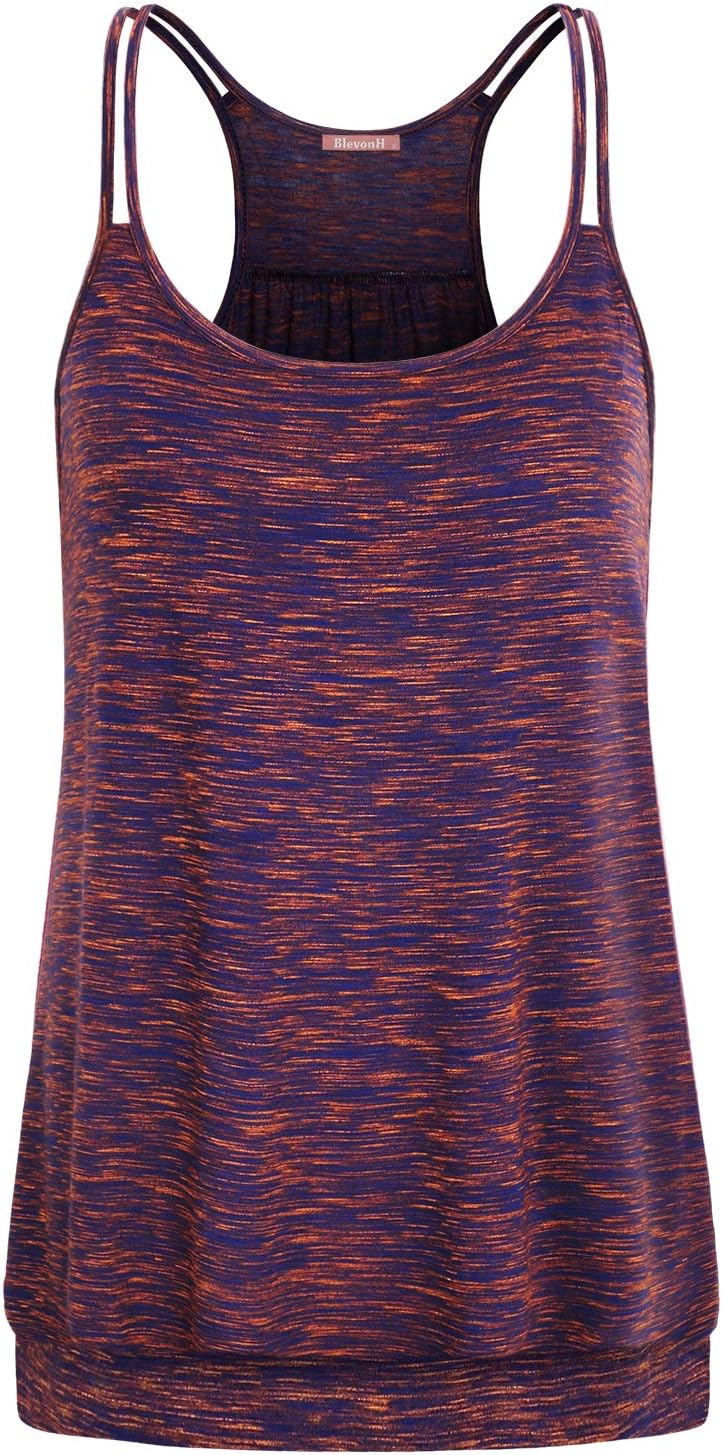 NEWMEEN Blevonh Women's Scoop Neck Spaghetti Strap Racerback Sports Cami Tank Tops