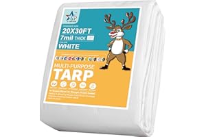 STARPYNG - Multifunctional White Waterproof tarpaulin-7mil，Waterproof, UV Resistant, Rip and Tear Proof, Poly Tarpaulin with Reinforced Edges for Roof (White, 20x30feet)