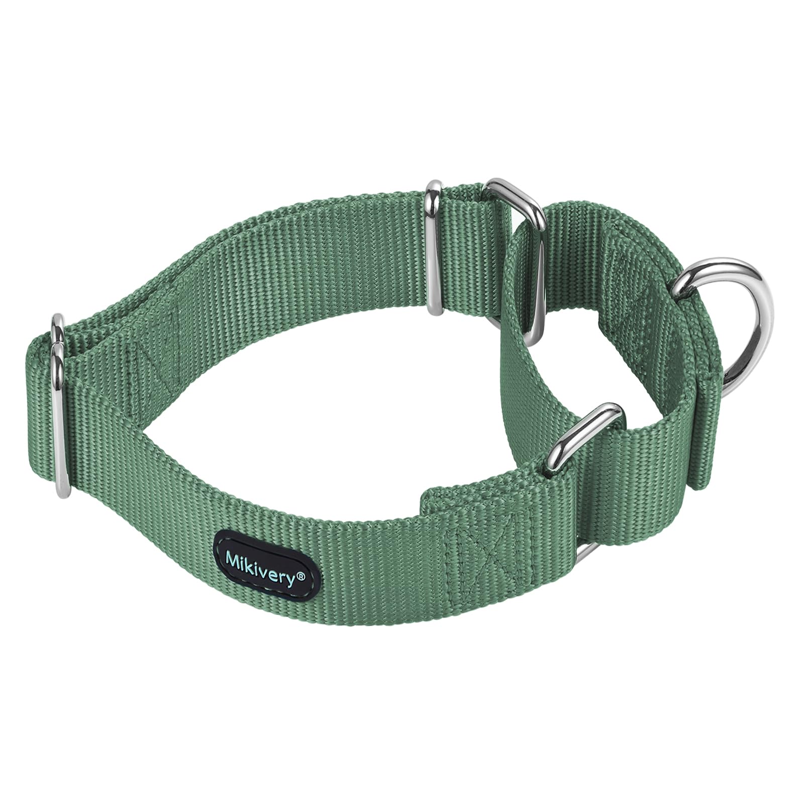 Mikivery Martingale Dog Collars Nylon Adjustable and Safety Choke Training Emerald Comfortable Pet Collar for Medium and Large Dogs — image 1