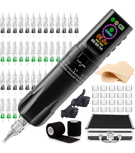 Machine Tatouage Kit Tatouage Avec Machine Tatouage 20 Aiguille Tatouage 11 Encre Tatouage Kit