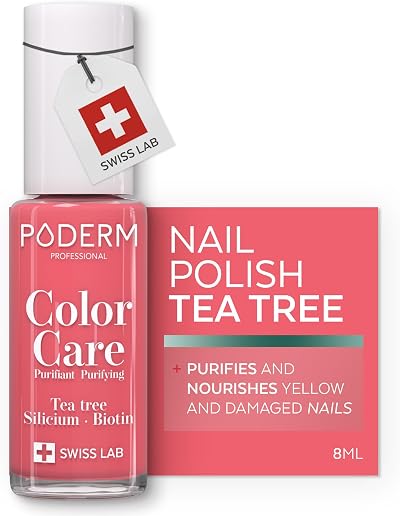PODERM Nail Care Polish with Tea Tree Coral Pink 8ML Swiss Podiatrist