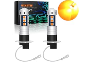 WINETIS H3 LED Fog Light DRL Driving Light Bulbs Extremely Bright 3000K Amber Yellow Replacement for Cars 3030SMD (2pcs)