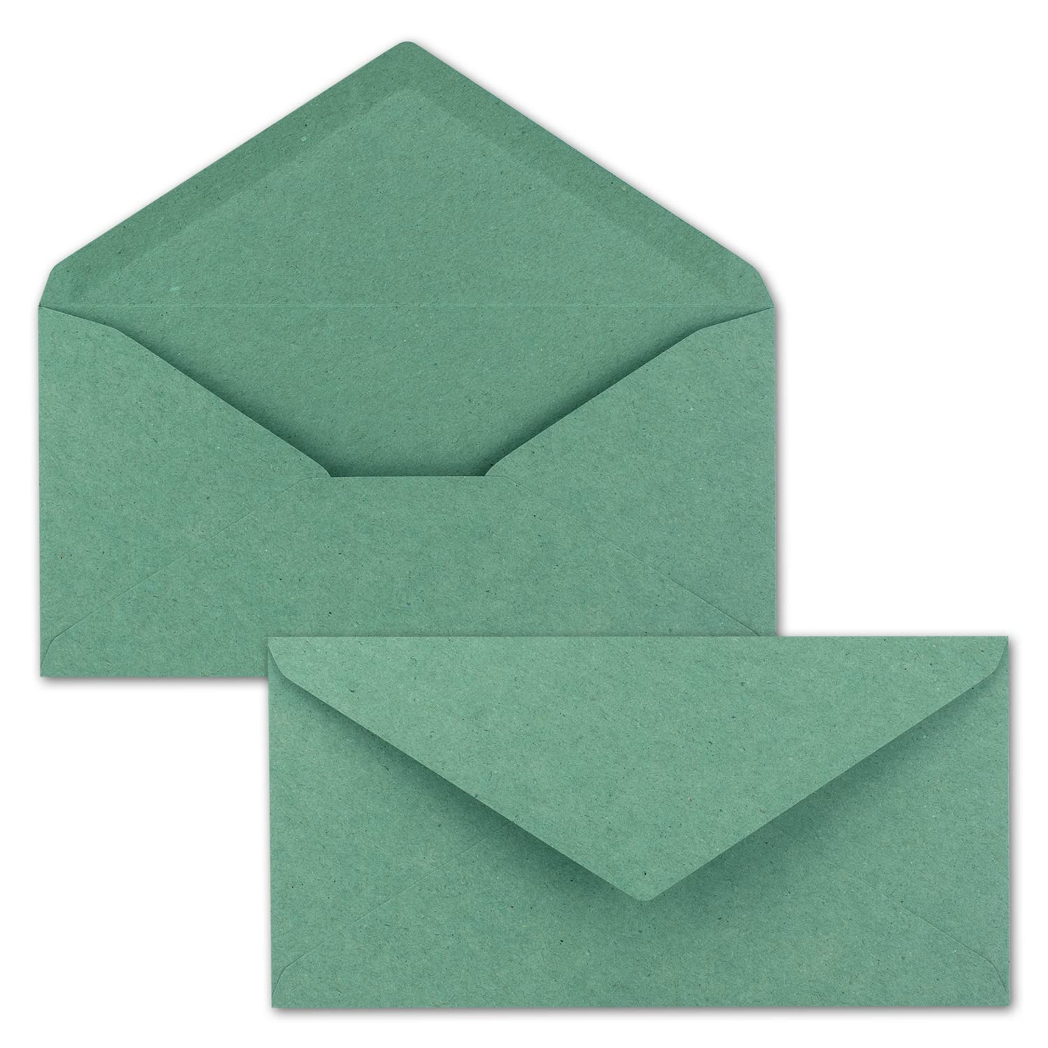 75x Kraft paper envelopes DIN long - Eucalyptus green - wet glue 11 x 22 cm - letter envelopes made of recycled paper - vintage envelopes by