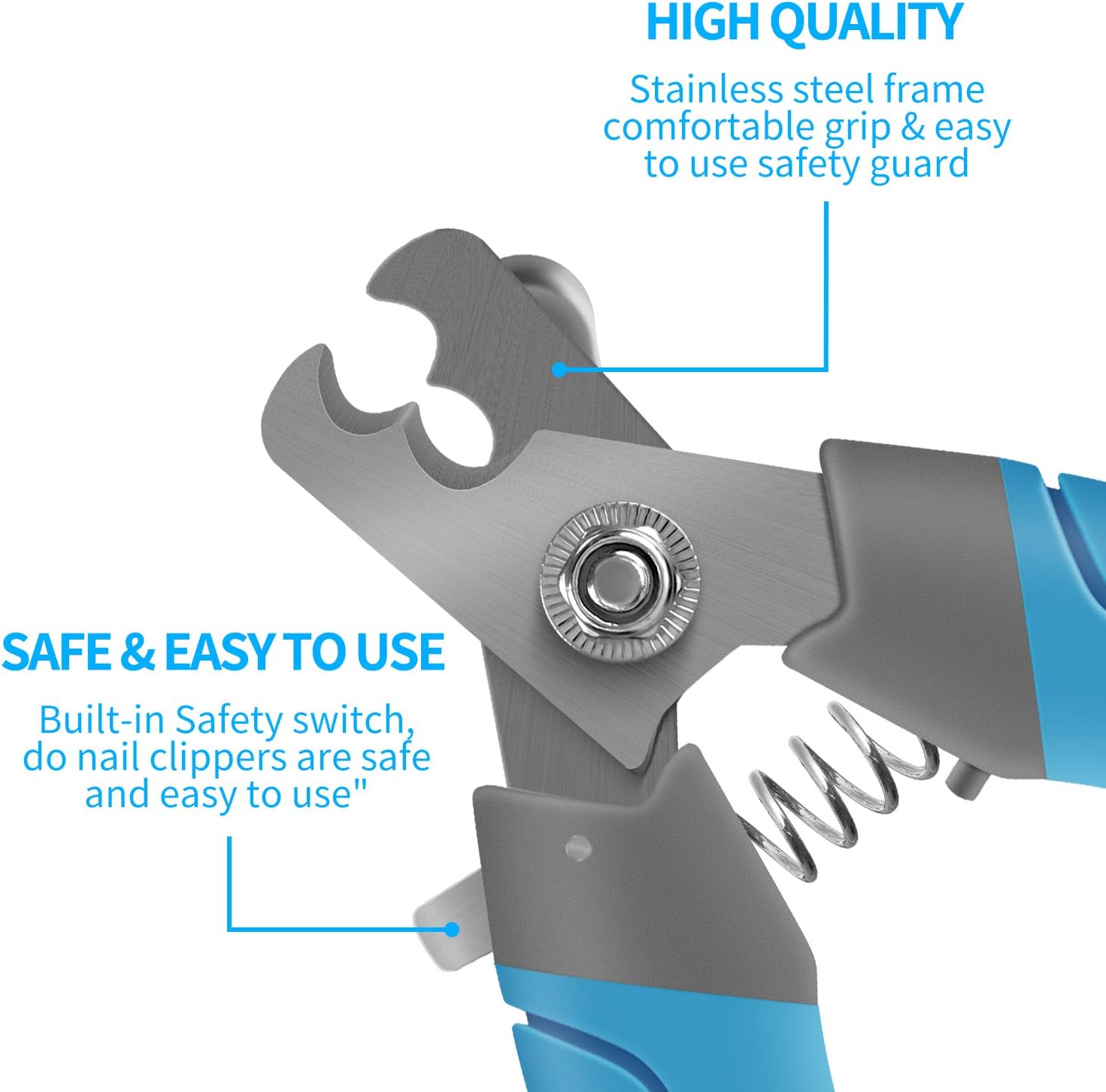 FMU Dog & Cat Pets Nail Clippers and Trimmer - with Quick Safety Guard to Avoid Over-Cutting Toenail - Razor Sharp Blades, Professional Grooming Tool for Large Medium Small Breed Animals