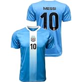 Licensed Lionel Messi #10 Argentina Soccer Shirt &ndash; Adult Sizes with Official AFA Crest, Sky Blue