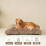 EHEYCIGA Fluffy Extra Large Dog Crate Bed Calming Anti Anxiety Camel 112x85x10cm view 4