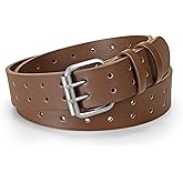 XZQTIVE Men Dual Holes Belt For Jean Pant Casual Leather Belts With Double Prong Buckle