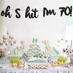Oh I’m 70! Banner Backdrop Glitter Black Hallo