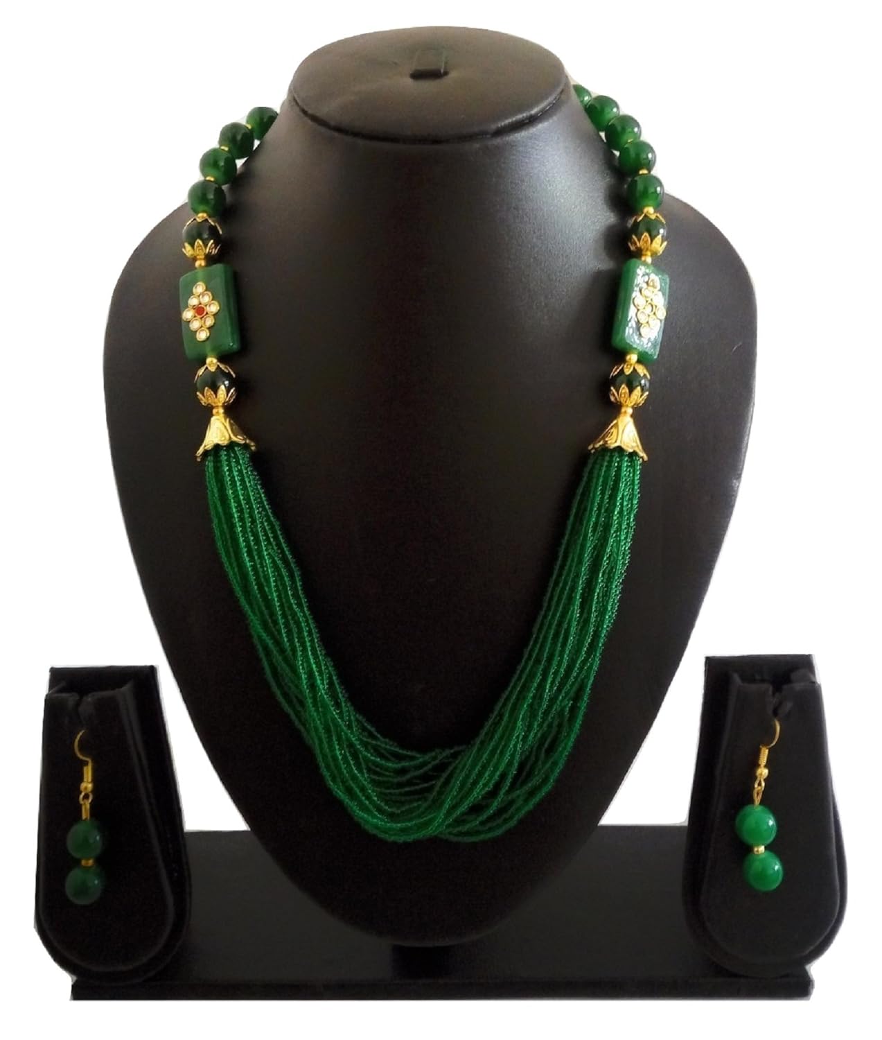 catalyst tibetan stone beads necklace set with earrings for women & girls