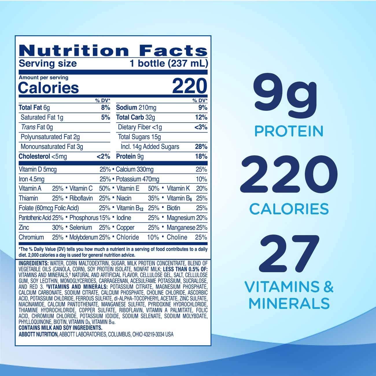 Ensure Original Nutrition Shake with 9g of Protein, Meal Replacement Shakes, Strawberry, 8 Fl Oz, 16 Count: Health & Personal Care