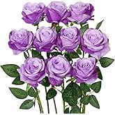 Luyue 10PCS Artificial Roses Flower with Stems Slik Fake Flowers Bouquet Realistic Long Stem Faux Rose for Valentines Day Wedding Home Decor