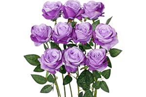 Luyue 10PCS Artificial Roses Flower Silk Rose with Stem Realistic Artificial Long Stem Rose Valentine's Day Fake Roses Bouquet for Wedding Home Decoration