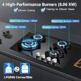 TopStrong 60cm Gas Hob 4 Burner Glass Wok NG/LPG Convertible with Safety view 6