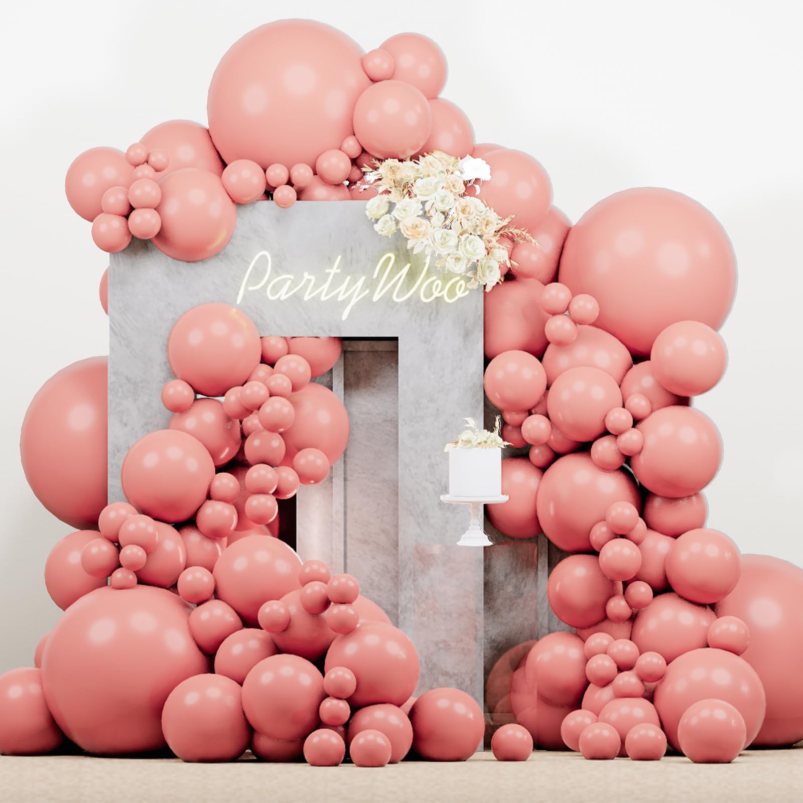 Photo 1 of PartyWoo Dusty Pink Balloons 138 pcs Different Sizes of 18 12 10 5 Inch Blush Pink Dusty Rose Balloon Arch Kit Garland for Baby Shower Boho Theme Princess Birthday Party Decorations Pink-F01