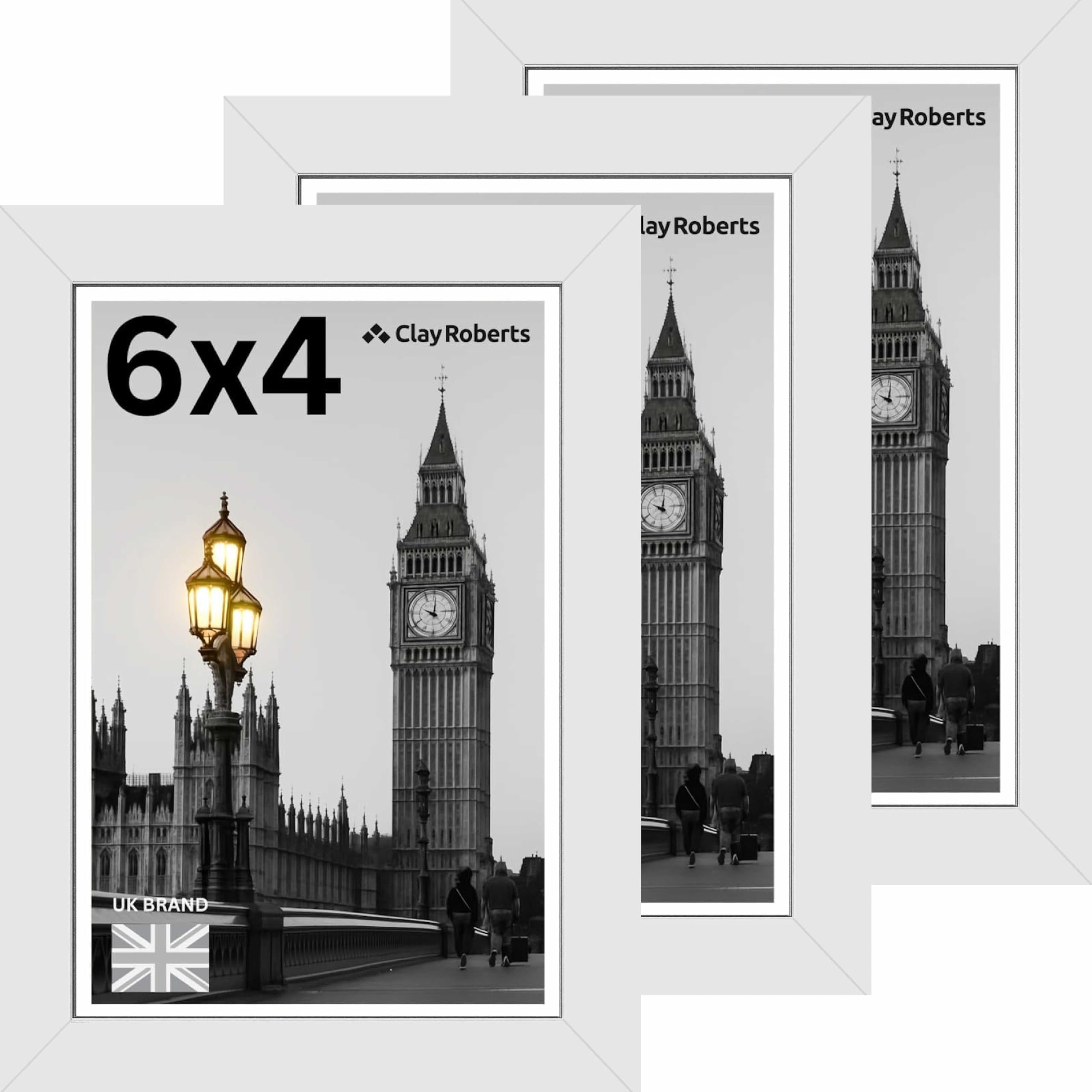 Picture Frame 6 x 4, White, Pack of 3, Freestanding and Wall Mountable, 10 x 15 cm, 6x4 Picture Frames, White 6x4 Photo Frames, 4x6 Photo Collage Gallery Display
