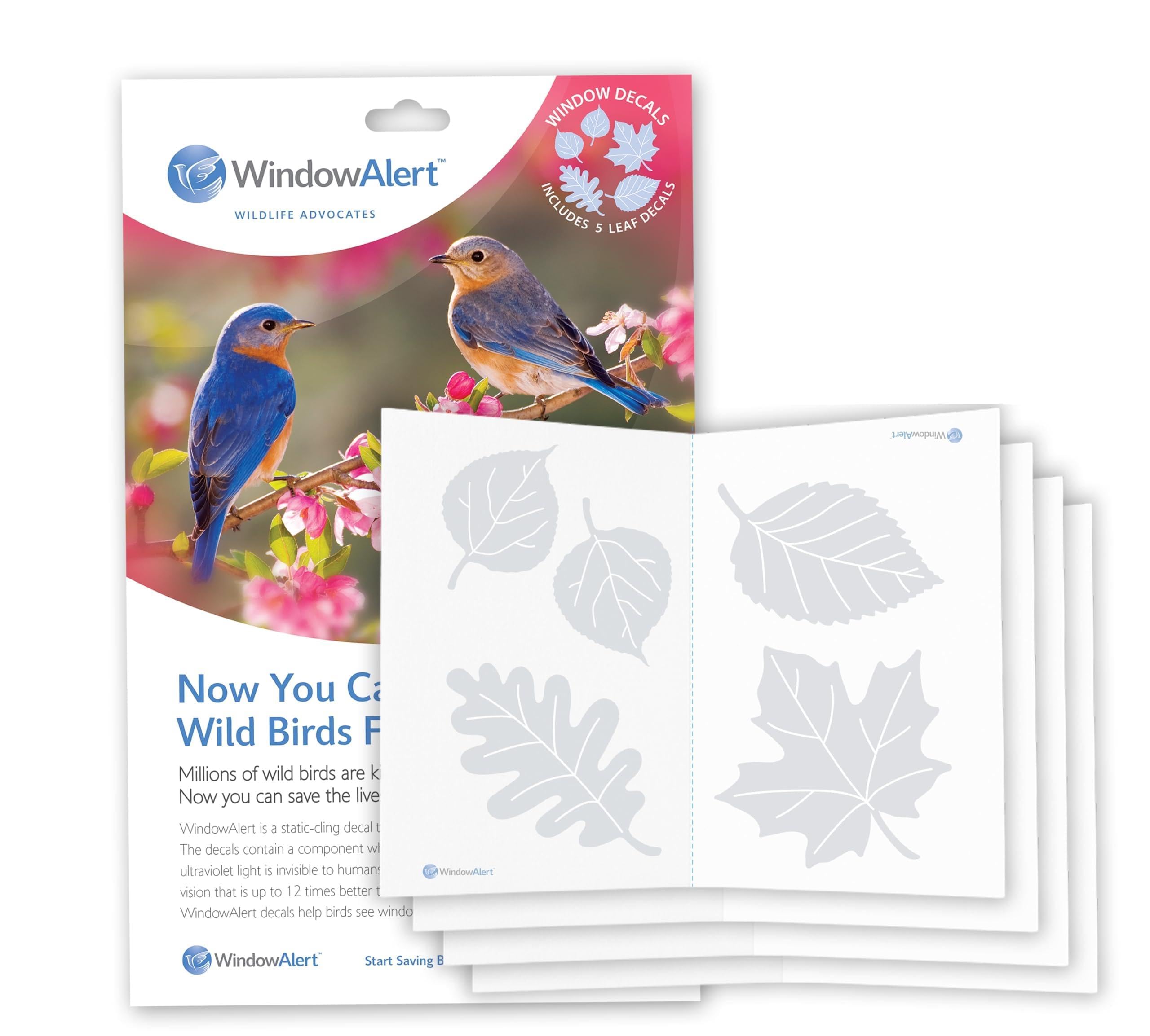 WindowAlert Leaf Medley Anti-Collision Decal 4 Pack - UV-Reflective Window Decal to Protect Wild Birds from Glass Collisions - Made in The USA