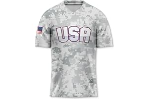 Rgubvui Men's 4th of July USA Flag Football Jerseys for Independence Day Red White Blue Shirts American Patriotic Jersey