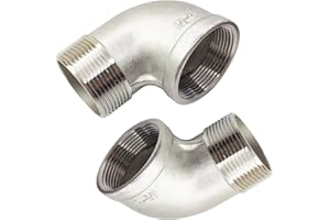 LOZOME 1-1/2" NPT Female x 1-1/2" NPT Male 90 Degree Street Elbow Stainless Steel 304 Threaded Cast Pipe Fitting (Pack of 1)