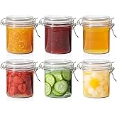 ComSaf 8oz Small Airtight Glass Jars Set of 6 with Lid Food Storage Jar Round, Mini Storage Container with Clear Preserving Seal Wire Clip Fastening for Kitchen Canning, Jam, Spice, Honey, Mason Jars