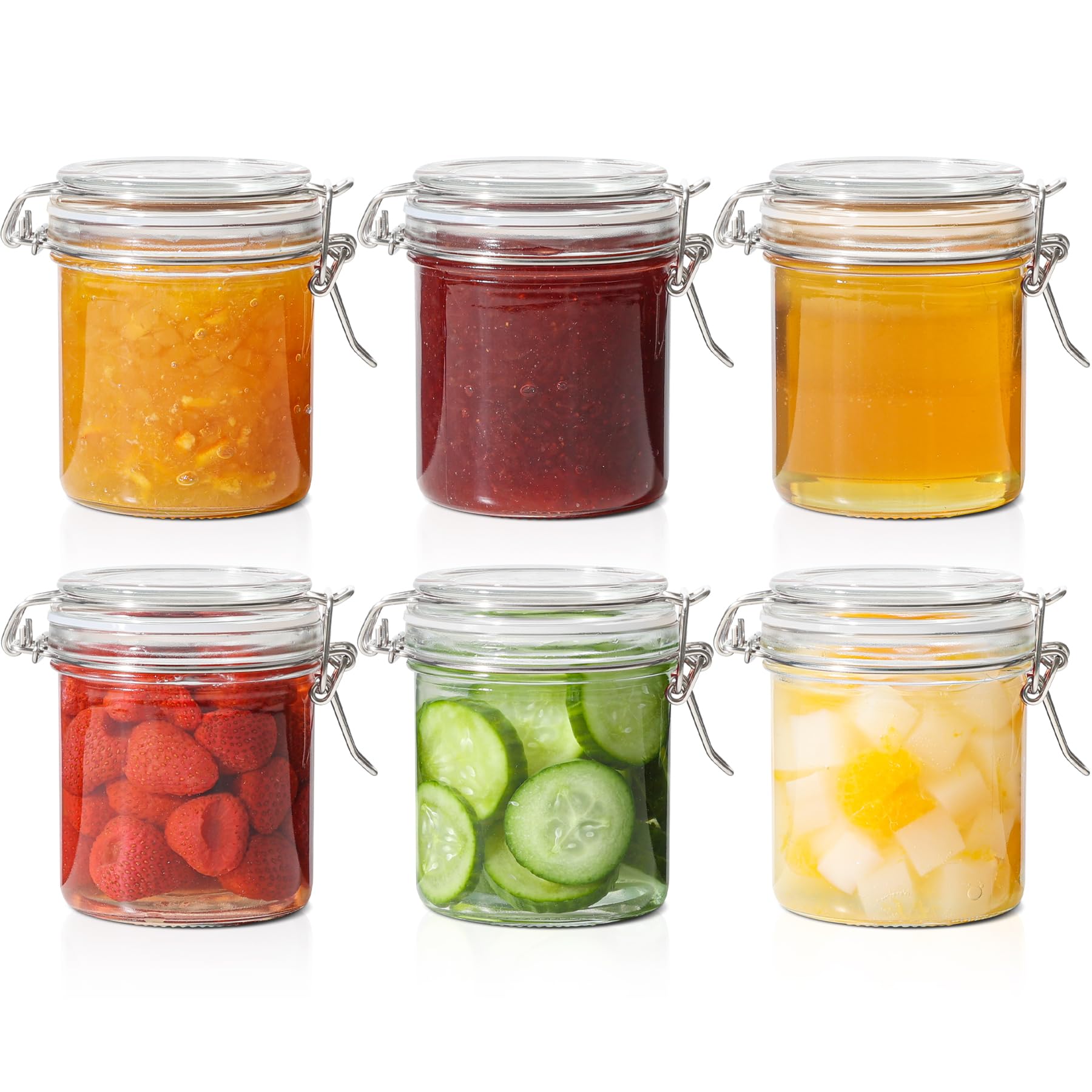 Photo 1 of ** SOLD AS IS NO RETURN/REFUNDS**SEE COMMENTS!
ComSaf 8oz Small Airtight Glass Jars Set of 6 with Lid Food Storage Jar Round, Mini Storage Container with Clear Preserving Seal Wire Clip Fastening for Kitchen Canning, Jam, Spice, Honey, Mason Jars