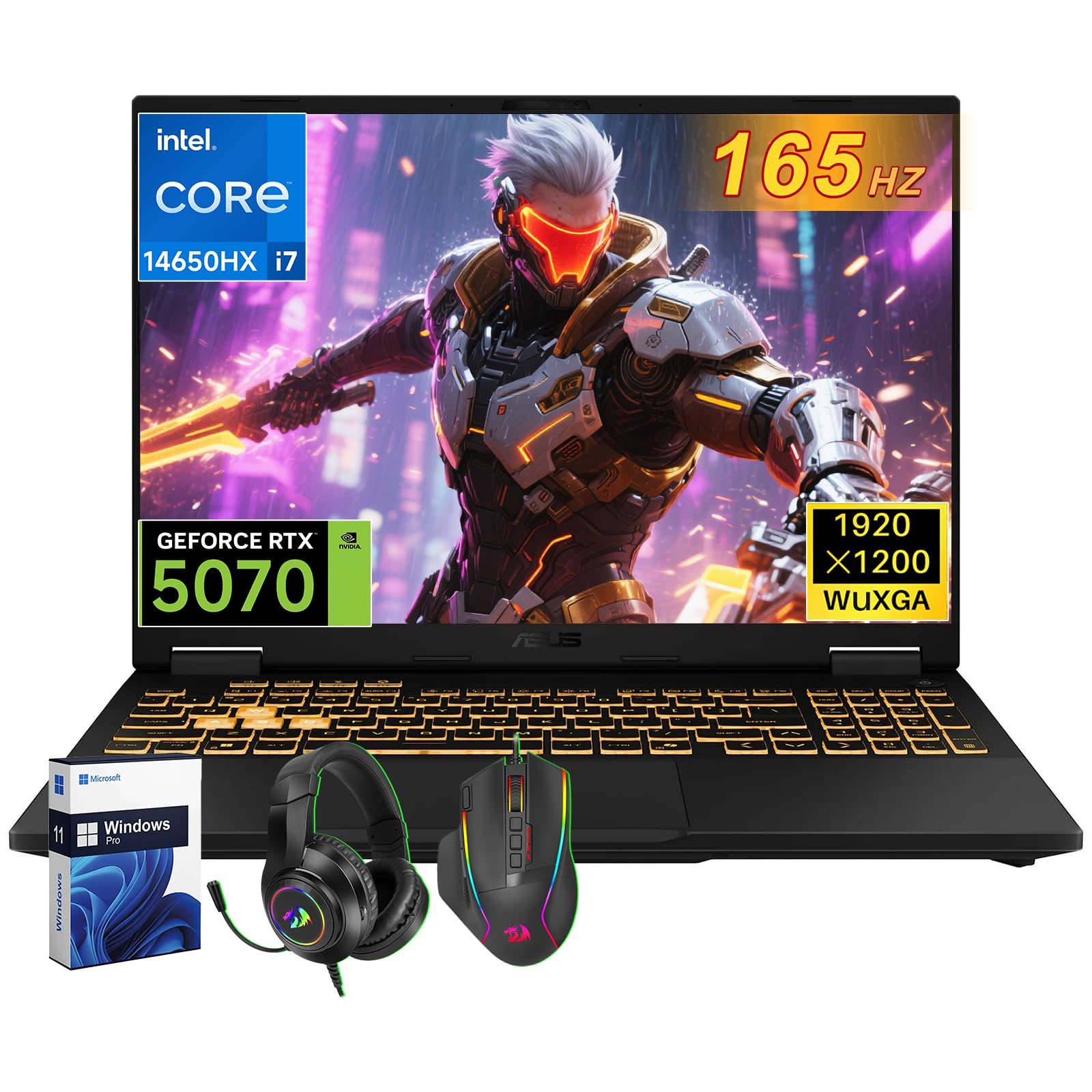 ASUS TUF F16 Gaming Laptop, Intel Core i7 Processor 14650HX(Up to 5.2 GHz), NVIDIA GeForce RTX 5070, 16" WUXGA 165Hz Display, 32GB DDR5, 1TB PCIe Gen4 SSD, Windows 11 Pro, Wi-Fi 6E, w/Accessories