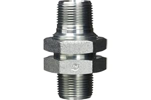 Brennan Industries 2708-LN-16-16 Steel Straight Bulkhead Tube Fitting with Lock Nut, 1"-11-1/2 NPTF x 1"-11-1/2 NPTF x 1"-1/4-11 BSPP Thread, 1" Male NPTF x 1" Male NPTF