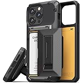 VRS DESIGN Damda Glide Hybrid Phone Case Designed for iPhone 15 Pro Max (2023), Functional Sturdy Wallet Card Holder Kickstand Case Compatible with iPhone 15 Pro Max (Groove Black)