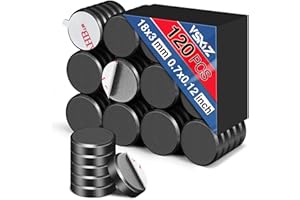 VSKIZ 120Pcs Round Ceramic Magnets with Adhesive Backing, 18x3mm, Black