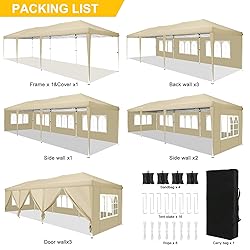 TOOLUCK Canopy 10x30 Pop Up Canopy Tent with 8