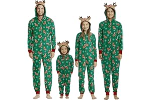Multitrust Family Matching Christmas Pajamas Set Sleepwear Jumpsuit Hoodie with Hood Matching Holiday PJ's for Family