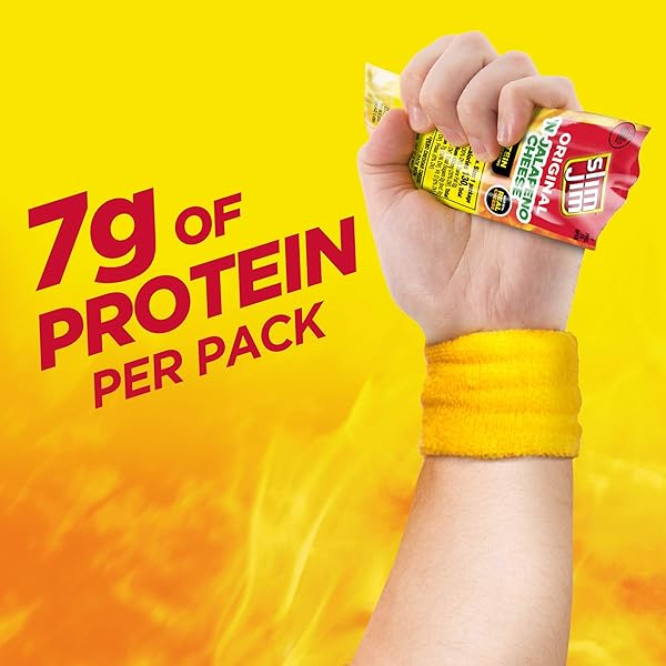SLIM JIM BEEF ‘N JALAPENO CHEESE SMOKED MEAT STICKS, ORIGINAL FLAVOR, 7G PROTEIN PER SERVING, 1.15 OZ. (14 COUNT)