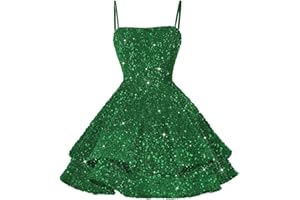 YOFF Sequin Short Homecoming Dresses for Teens 2025 Sparkly Spaghetti Straps Sweet 16 Prom Cocktail Dress YO070