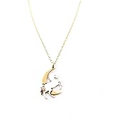Sterling Silver Unicorn Necklace with Bronze Moon – Handmade Mixed Metal Jewelry, Mythical Gift for Her
