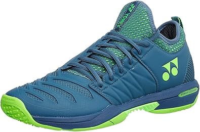 navy blue and yellow tennis shoes