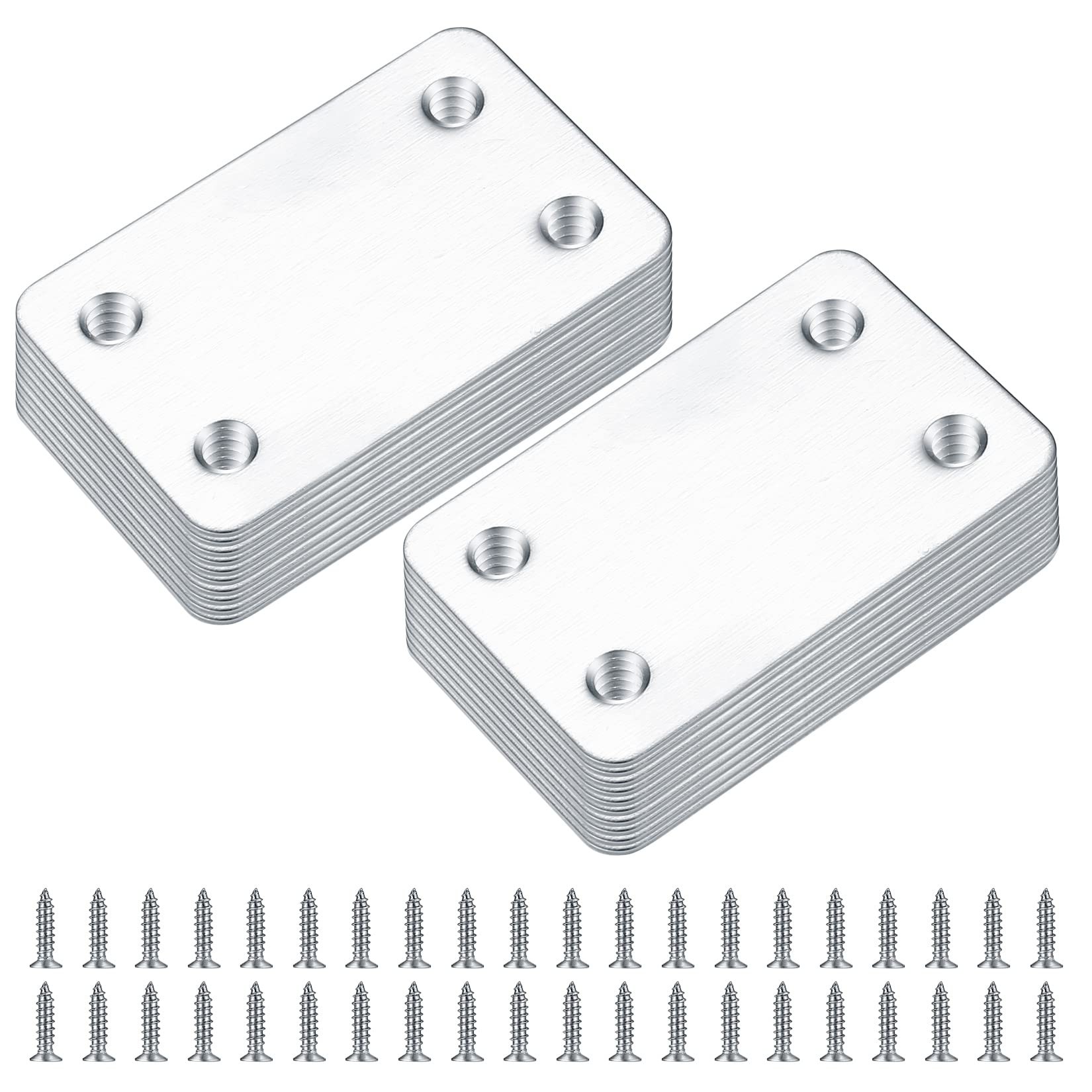 Jttxiu 20 Pcs Flat Straight Mending Plates, Silver 60x38mm, Stainless Steel, Tabletop Mount — image 1