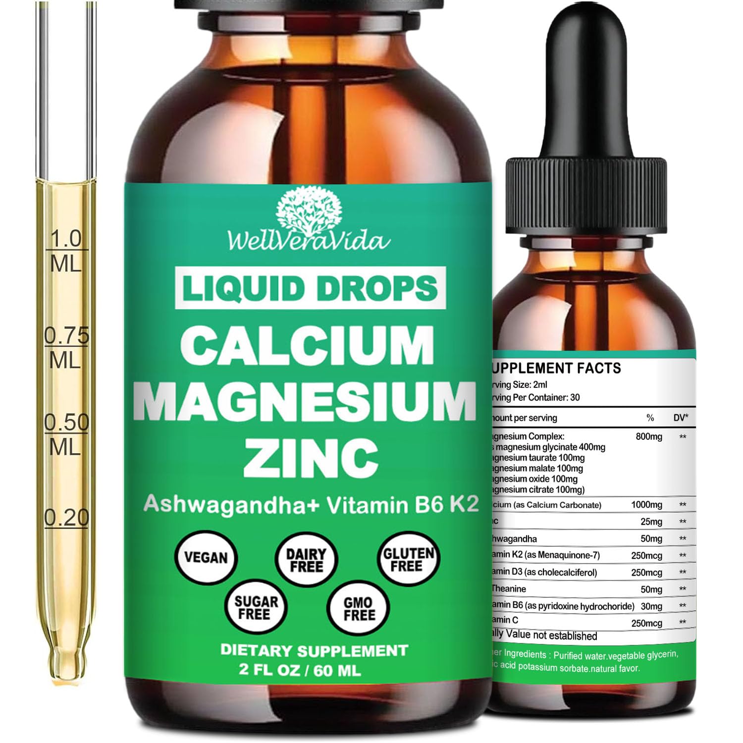 Mua Calcium Magnesium Zinc Liquid Drops with Vitamin D3 K2, High ...