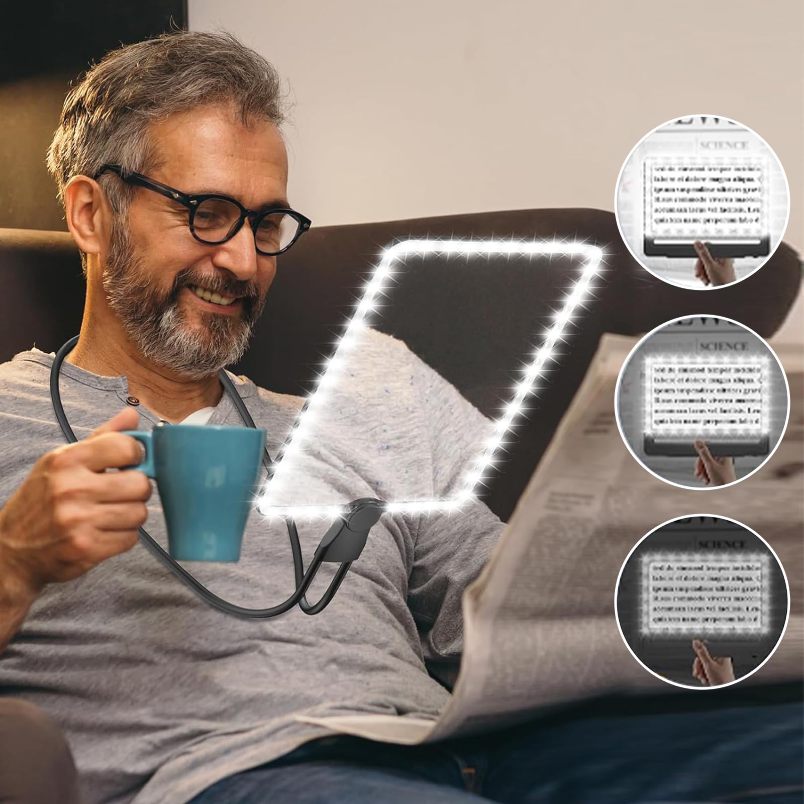 1. 8X Rechargeable Magnifying Glass with Light Large Hands- Free Magnifying Glasses with Flexible Gooseneck Full Page Magnifier Neck Wear Page Magnifier for Repair Sewing Low Eyesight Seniors Reading