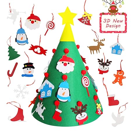 Albero Natale Feltro 3d Fai Da Te Albero Di Natale In Feltro Per Bambini Con Ornamenti 17 Pezzi Per Decorazioni Natalizie O Regali Per Bambini