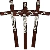 Needzo Wooden Crucifix with Traditional Straight Edges, Small Bedroom Door Accessory, Coming to Faith Gift, 4 x 2 in. (3 Pack)