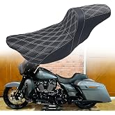 MOJINLI 2up seat for Harley Touring Street Glide Road King Road Glide White | Electra Glide 2009-2023 Driver Passenger Seat One-Piece Seat