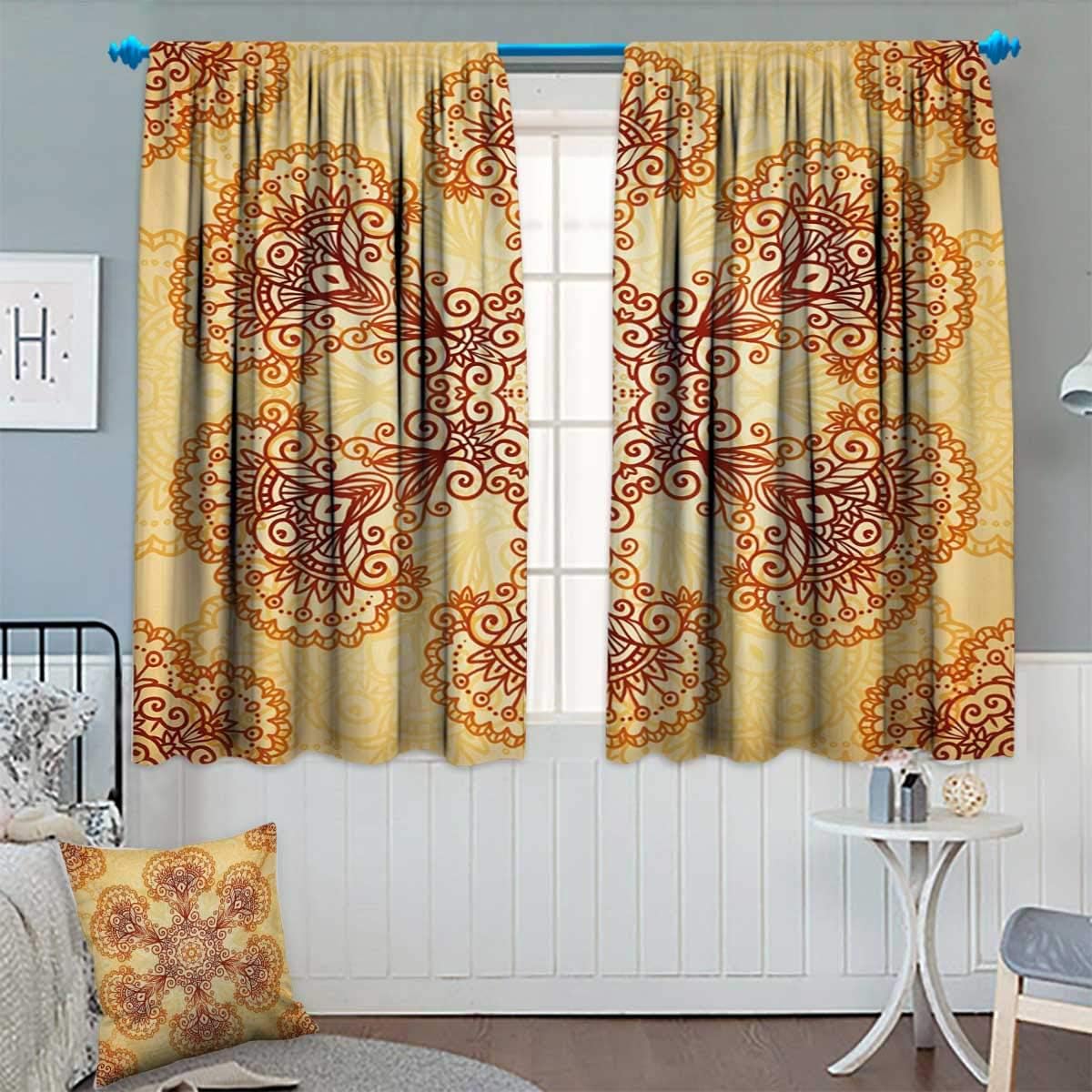 Anhounine Ethnic,Blackout Curtain,Ornate Vintage Circular Motif in