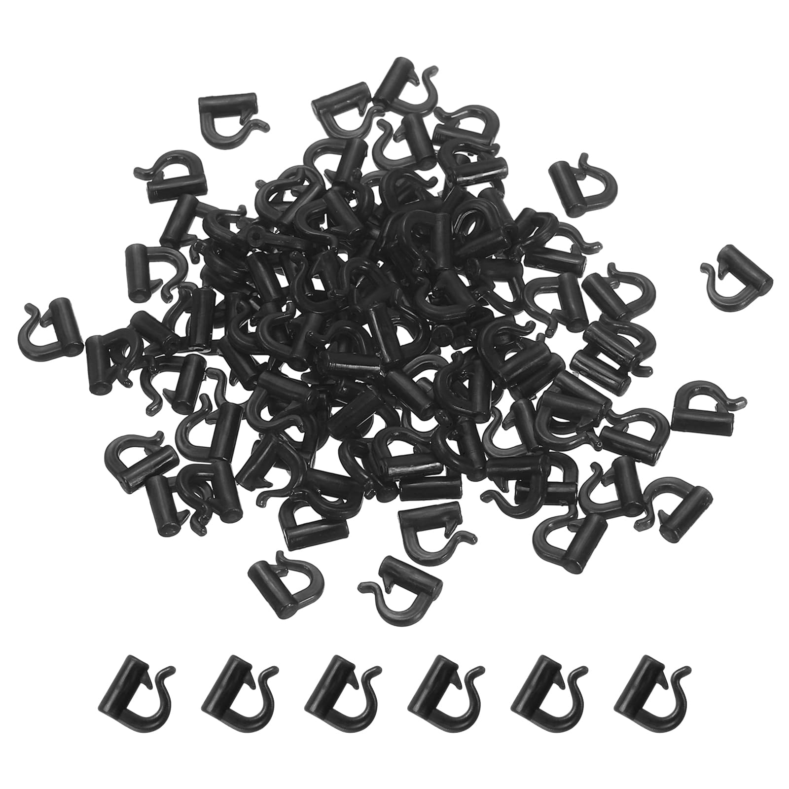 PATIKIL Fishing Spinner Clevis 7.9mm/0.31", 100Pcs Easy Spin D-Shaped Plastic Links for Lure Fishing Spoon Spinnerbait Inline Parts Accessory, Black
