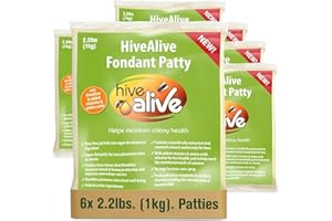 HIVE ALIVE Fondant Bee Food Supplement – Easy to Use Feed Enhancer Prevents Starvation During Overwintering – Only Fondant Proven to Increase Bee Gut Health and Boost Production -6Pack