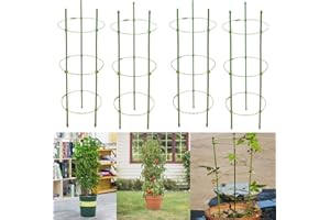 AUTOHAOL 4 Pack Tomato Cages for Garden,Garden Stakes for Plants, Plant Cages with 3 Adjustable Rings,Plant Stake for Supporter Climbing Plants(18 inches,Pack of 4)