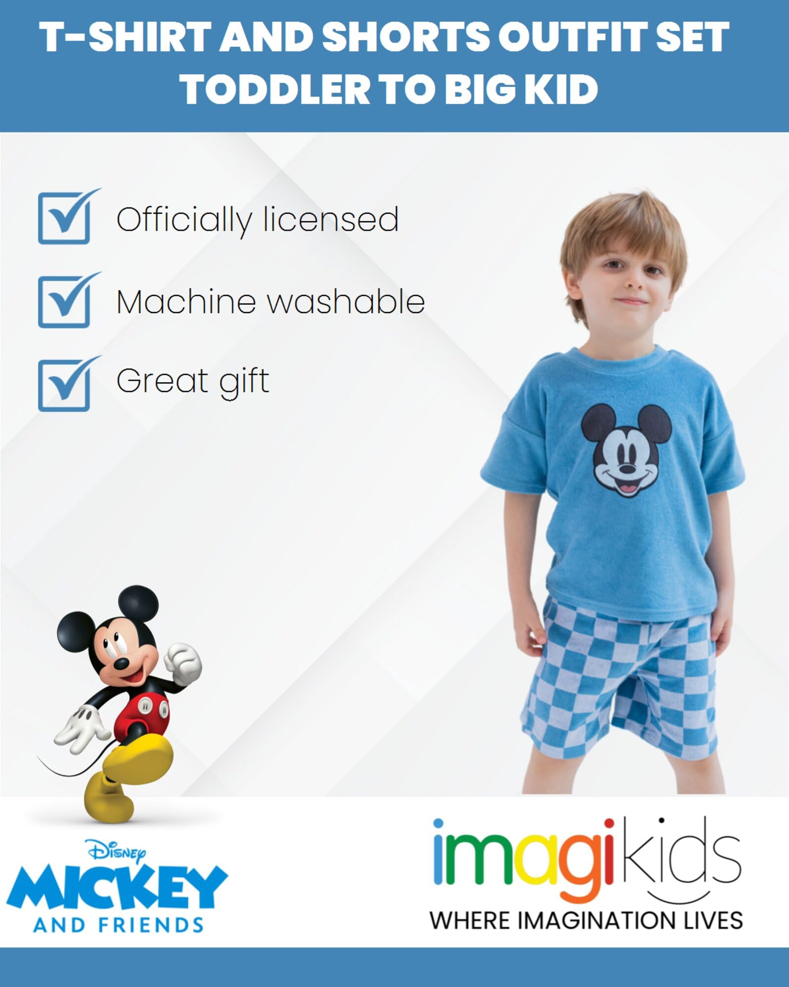 Disney Loop Terry Cloth T-Shirt and Shorts Outfit Set Toddler to Big Kid Sizes (2T - 10-12)