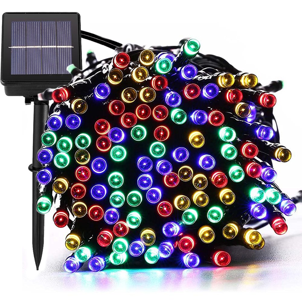 LED Solar Lichterkette,200er 22m 8 Modes weihnachten deko,Garten Außen Licht Dekorative Beleuchtung für Terrasse, Haus, Outdoor, Party, Hochzeit, Weihnachten (Mehrfarbig)