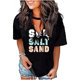 Hollow Out T Shirts for Women Nashville Western Graphic Shirts Country Cowgirls Shirts Casual Short Sleeve V Neck Tops