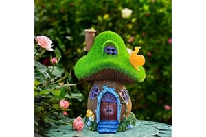 GUANFU Mushroom Garden Statues,Outdoor Fairy House Figurine with Solar Powered Garden Light, Gifts for Women Mom Grandma Halloween Decor or Yard Decor (Resin)