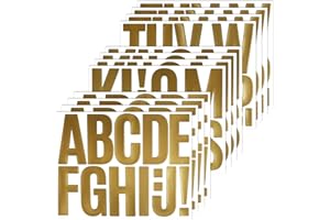 BINLINHONGO 140 Large Alphabet Stickers, 12 Sheets 3 Inch Self-Adhesive Vinyl Letters Sticker Decals for Mailboxes, Doors, Trucks, Classroom Decor, Suitable for Indoor and Outdoor - Gold