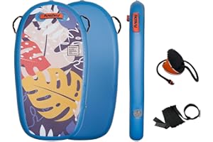 FunWater Bodyboard - Beach Body Board - Ultra Lightweight PVC Core Body Board for Beach and Pool,with Wrap Wrist Straps, Fold